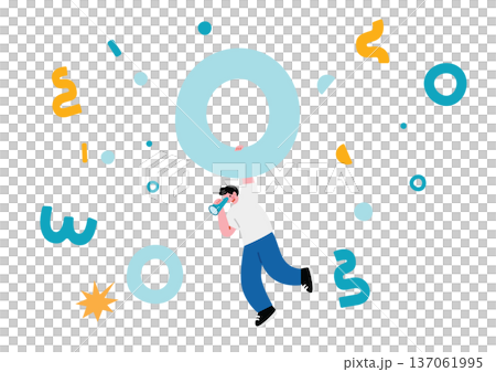 Illustration of a boy with geometric patterns Illustration of a boy with geometric patterns 137061995