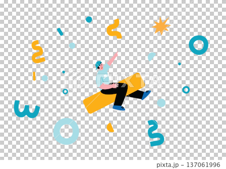 男孩與幾何圖案的插圖 137061996