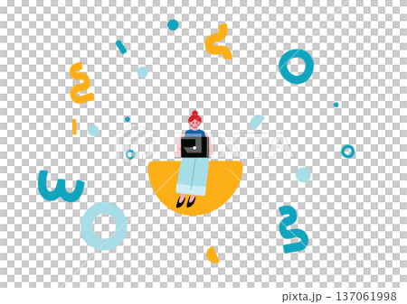 幾何学模様と女の子のイラスト 137061998