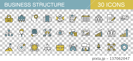Business structure and business line icon set (color) 137062047