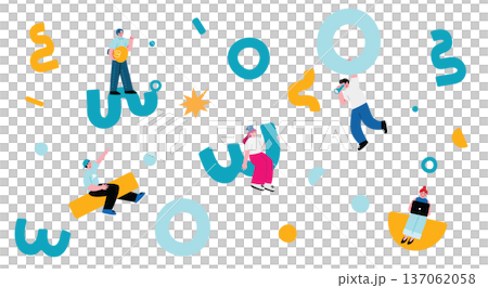 Geometric pattern and student teamwork illustration Geometric pattern and student teamwork illustration 137062058