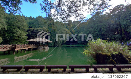 Peaceful Forest Lake Pavilion in Alishan National Forest Taiwan Peaceful Forest Lake Pavilion in Alishan National Forest Taiwan 137062267