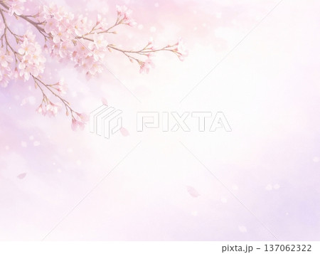 パステルピンクと紫が美しい春のさくら背景 137062322