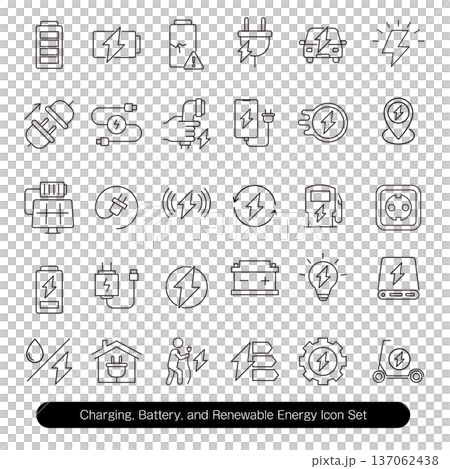 Charging, battery and renewable energy icon set 137062438