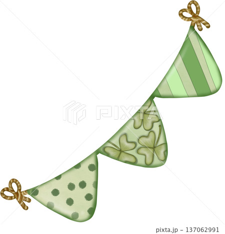 Saint patrick's day elements cute with four leaf clover green leprechaun hat hand drawn decorations illustration set.  for irish festival theme. 137062991