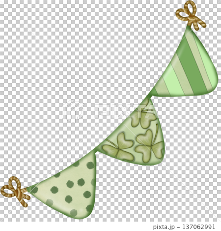 Saint patrick's day elements cute with four leaf clover green leprechaun hat hand drawn decorations illustration set.  for irish festival theme. 137062991