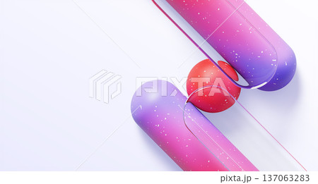 Abstract geometric 3D background with liquid glass rounded lines, red sphere, pink blue gradient stripes and overlay effect. Minimal modern wallpaper, futuristic tech banner template. 3D illustration Abstract geometric 3D background with liquid glass rounded lines, red sphere, pink blue gradient stripes and overlay effect. Minimal modern wallpaper, futuristic tech banner template. 3D illustration 137063283