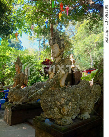 Twin Temple Guardian Statues in Doi Suthep Forest Chiang mai, Thailand Twin Temple Guardian Statues in Doi Suthep Forest Chiang mai, Thailand 137063299
