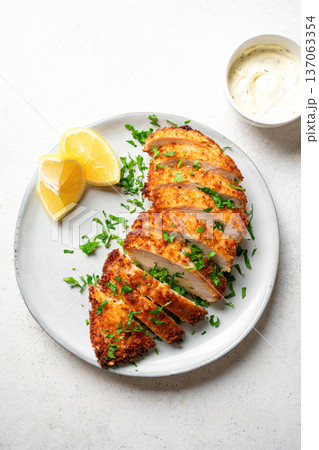 Crispy breaded chicken breast, panko chicken Crispy breaded chicken breast, panko chicken 137063354