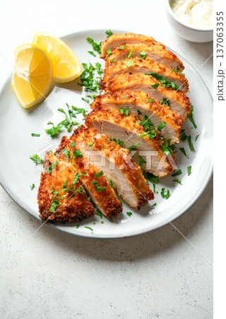 Air fryed chicken breast, panko chicken 137063355