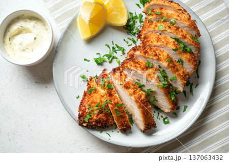 Crispy breaded chicken breast, panko chicken 137063432