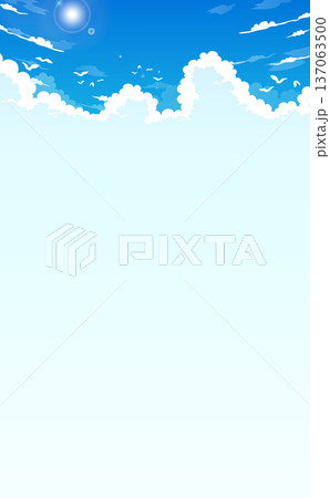 青空と入道雲のフレーム_縦 137063500