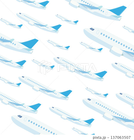 上昇するたくさんの飛行機の背景_正方形 137063507