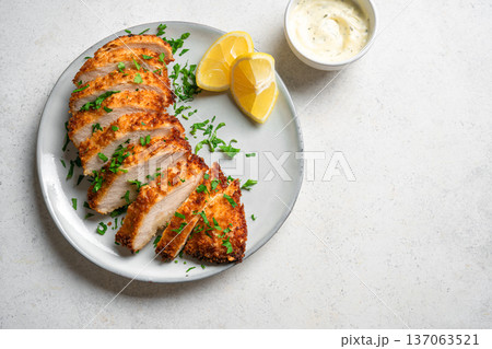 Air fryed chicken breast, panko chicken 137063521