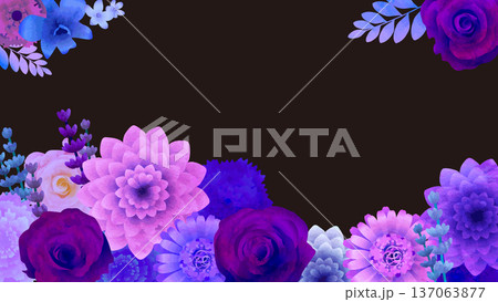 パープル系花の背景・ブラック 137063877