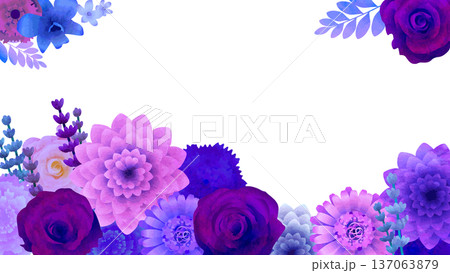 パープル系花の背景・白バック 137063879