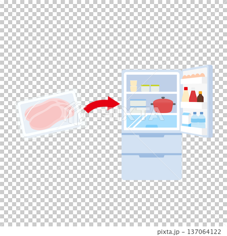 生肉は冷蔵庫で保存するイラスト 137064122