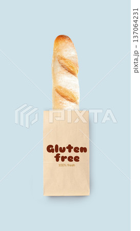 Fresh gluten free bread in paper bag ready for Easter celebration Fresh gluten free bread in paper bag ready for Easter celebration 137064231