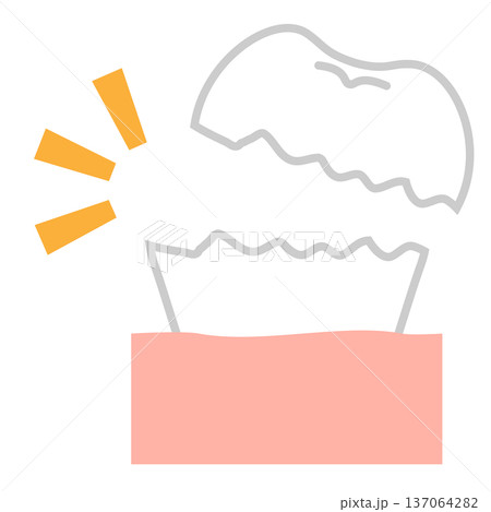 シンプルな歯が折れた（半分欠けた歯）のイラスト 137064282