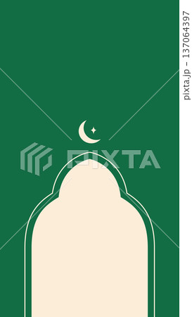 Green traditional Islamic frame with moon and star for Ramadan invitations Green traditional Islamic frame with moon and star for Ramadan invitations 137064397