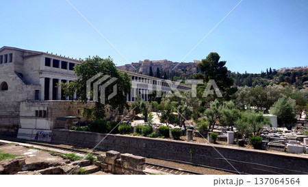 Athens Acropolis View From Roman Agora Ancient Ruins Athens Acropolis View From Roman Agora Ancient Ruins 137064564