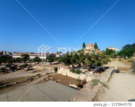 Athens Roman Agora Ruins With Byzantine Church View Athens Roman Agora Ruins With Byzantine Church View 137064578