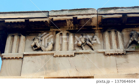 Ancient Roman Agora Frieze Detail Athens Greece 137064604