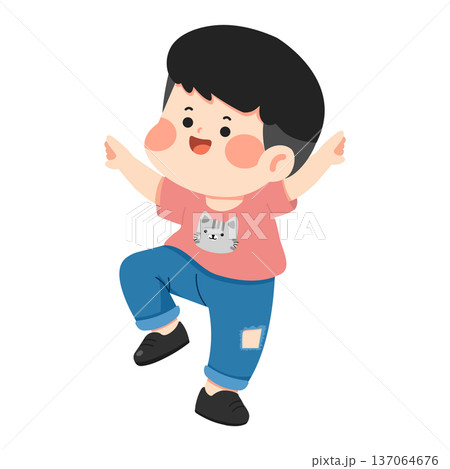 Happy Boy Dancing with Cat T-Shirt Happy Boy Dancing with Cat T-Shirt 137064676