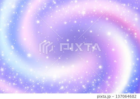 Purple starry night sky background with glowing galaxy dust. Cosmic spin space backdrop features violet gradient, celestial sparkle and dreamy constellation patterns for fantasy designs. Vector 137064682