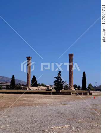 Ancient Columns Near Arch of Hadrian Athens Greece 137064711