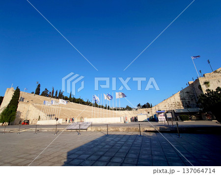Panathenaic Stadium Square View in Athens Greece 137064714