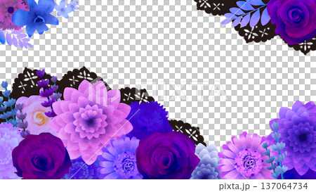 白色背景上的紫色花卉和蕾絲 137064734