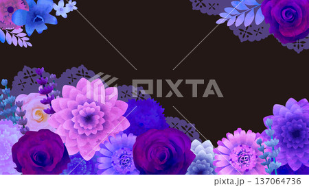 パープル系花の背景・レースブラック パープル系花の背景・レースブラック 137064736