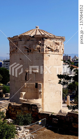 Tower of the Winds Ancient Landmark in Athens Greece Tower of the Winds Ancient Landmark in Athens Greece 137064852