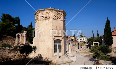 Tower of the Winds Ancient Landmark in Athens Greece Tower of the Winds Ancient Landmark in Athens Greece 137064855