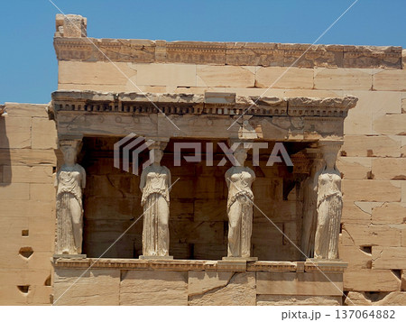 Erechtheion Caryatids Temple On Acropolis Athens Greece Erechtheion Caryatids Temple On Acropolis Athens Greece 137064882