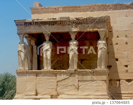Erechtheion Caryatids Temple On Acropolis Athens Greece 137064885