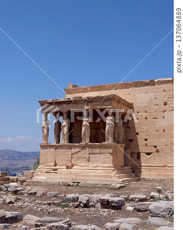 Erechtheion Caryatids Temple On Acropolis Athens Greece 137064889