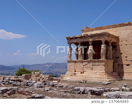 Erechtheion Caryatids Temple On Acropolis Athens Greece 137064893