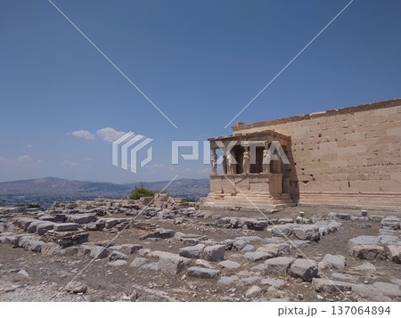 Erechtheion Caryatids Temple On Acropolis Athens Greece 137064894