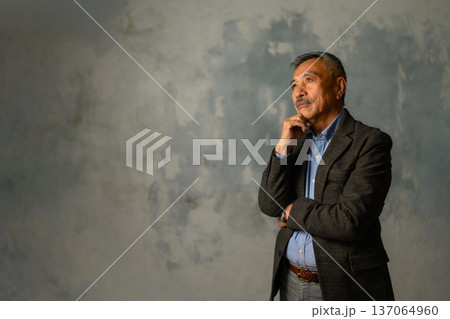 深刻な表情で将来について考える70代のシニア 137064960