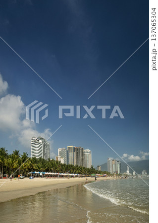 view of my khe beach tourist area in danang vietnam on sunny day view of my khe beach tourist area in danang vietnam on sunny day 137065304