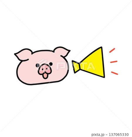 メガホンとかわいいブタ 137065330