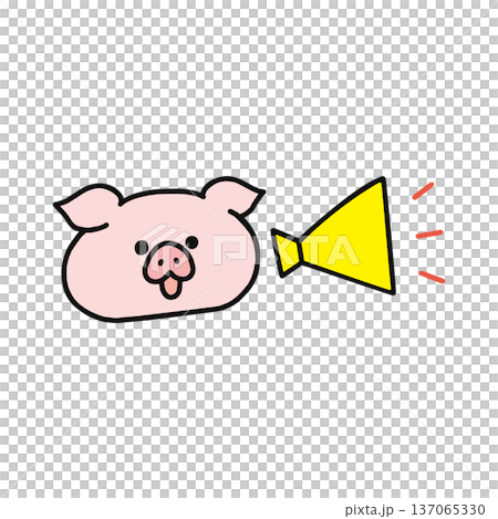 メガホンとかわいいブタ 137065330