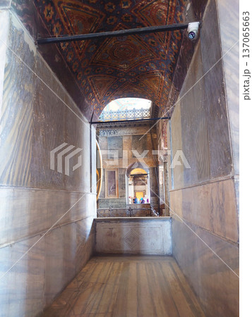 Symmetric Interior Corridor Inside Hagia Sophia Istanbul Turkey Symmetric Interior Corridor Inside Hagia Sophia Istanbul Turkey 137065663