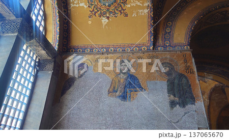 Byzantine Mosaic Wall Inside Hagia Sophia Istanbul Turkey Byzantine Mosaic Wall Inside Hagia Sophia Istanbul Turkey 137065670