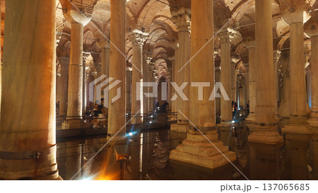Ancient Basilica Cistern Columns Interior in Istanbul Turkey 137065685