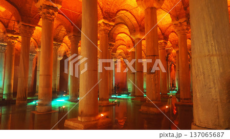 Ancient Basilica Cistern Columns Interior in Istanbul Turkey Ancient Basilica Cistern Columns Interior in Istanbul Turkey 137065687