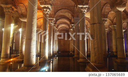 Ancient Basilica Cistern Columns Interior in Istanbul Turkey 137065689