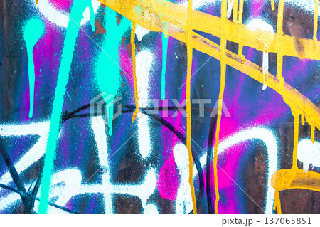Colorful Urban Graffiti with Blue, Yellow, White, Pink for Vibrant 90s, Y2K Street Art Colorful Urban Graffiti with Blue, Yellow, White, Pink for Vibrant 90s, Y2K Street Art 137065851